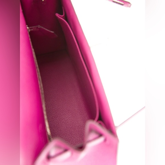 HERMÈS Epsom 25 Kelly II Sellier PHW Rose Pourpre Purple Fuchsia Pink Bag EUC - Picture 5 of 7